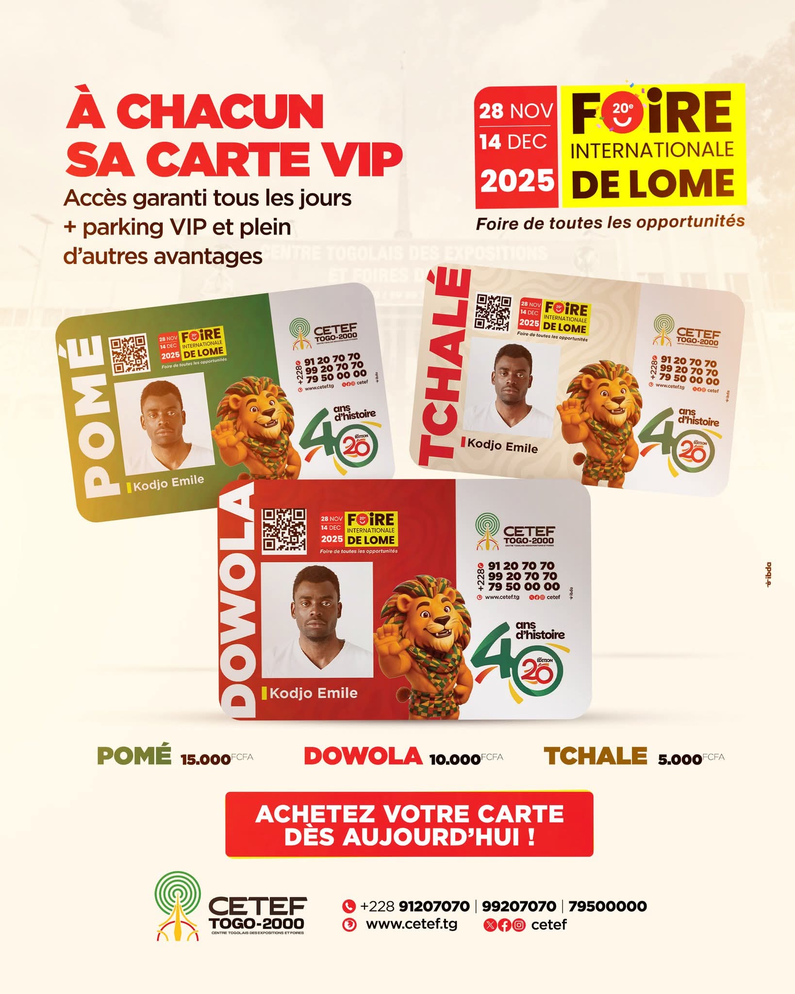Togo/FIL20-40ANS • Dites adieu aux files d’attente et aux bousculades. 𝐏𝐥𝐚𝐜𝐞 𝐚𝐮𝐱 𝐜𝐚𝐫𝐭𝐞𝐬 𝐕𝐈𝐏 FIL20