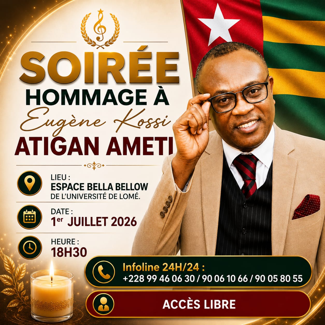 À Lomé, les acteurs de la culture et des médias se mobilisent pour organiser une grande SOIRÉE -HOMMAGE dédiée à Eugène ATIGAN.